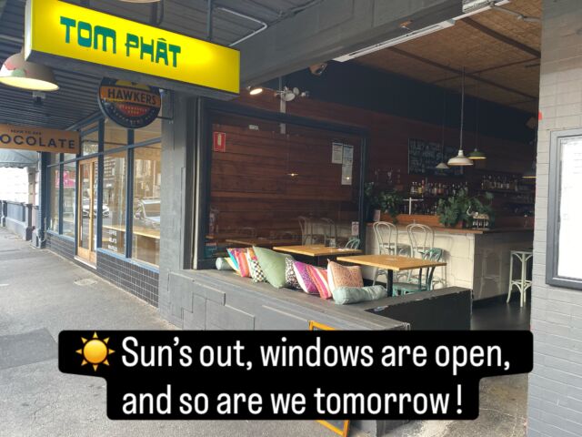 Grand Final day is here! 🏉
Come soak up the sunshine, grab a table by the open window, and settle in with good food, drinks and a bit of Tom Phat energy.
We’re open and ready for you — book ahead or walk in.